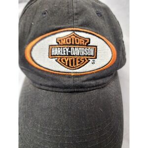 VINTAGE Harley Davidson Logo Black Graphic Adjustable Baseball Hat Cap By ANNCO